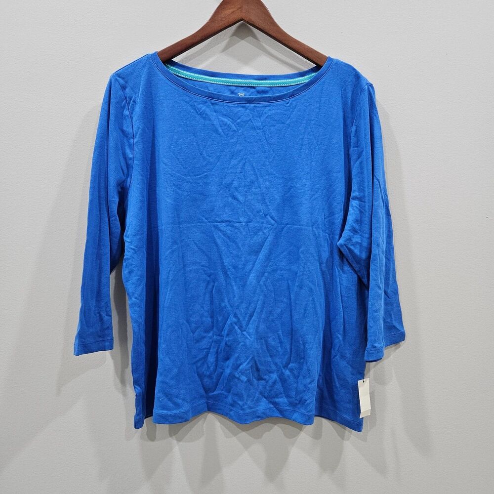 Talbots Womens Long Sleeve T-Shirt 2XP Blue Pima Cotton Colorful Casual Everyday